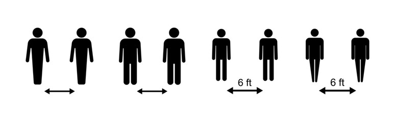 Social distance icon set. social distancing icon. self quarantine sign