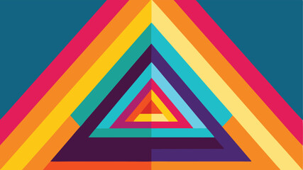 Geometric abstract triangle composition with vibrant colorful striped layers in a modern style