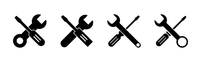 Repair tools icon set. tool icon vector. setting icon vector. Wrench and screwdriver. support, Service