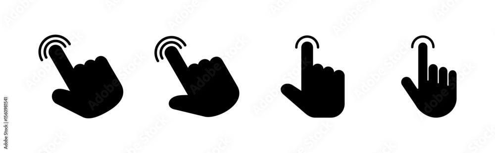 Poster hand cursor icon set. click icon vector. hand click. pointer