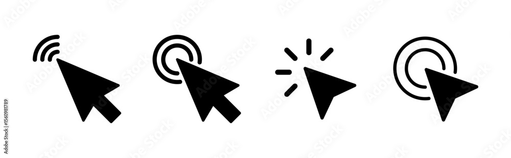 Poster click icon set. pointer arrow icon. cursor icon vector