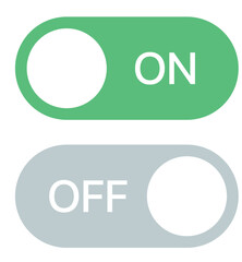 On/Off Toggle Switch Buttons Simple Green and Grey UI Design Elements