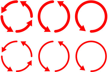 Collection of Red Circular Arrows Vector Graphics for Design