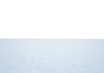 A vast expanse of pristine white snow covers the ground, isolated on transparent background