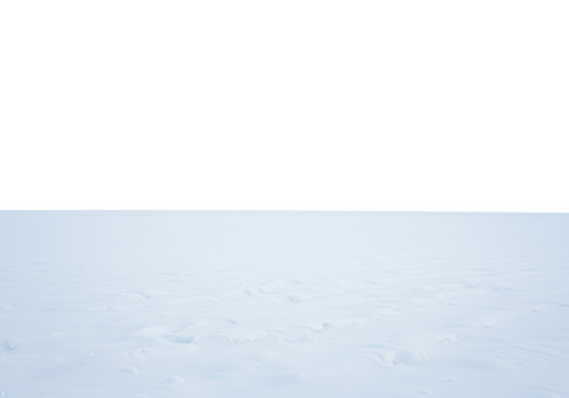 A vast expanse of pristine white snow covers the ground, isolated on transparent background
