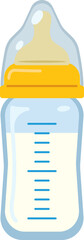 シンプルで可愛いミルクが入った哺乳瓶のイメージイラスト
