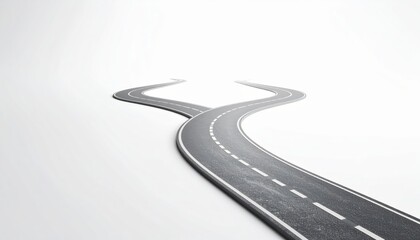 A road forks into two paths isolated on white background