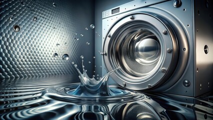 Fototapeta premium Modern Appliance with Water Splash Cleanliness and Efficiency in a Metallic Design
