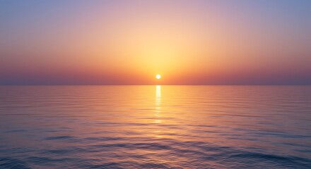 Obraz premium Serene Sunset over Calm Ocean A Peaceful Seascape