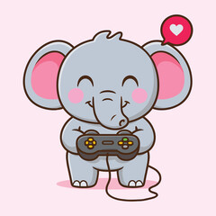 Cute Elephants Playing Vector | Fun Cartoon Animal Game Scene Illustration