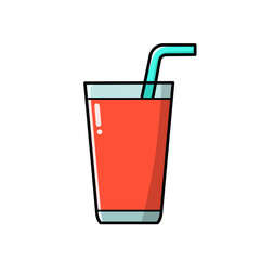 Vector illustration of a glass of watermelon juice, icon or logo and sticker design.