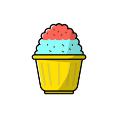 Watermelon flavored shaved ice design vector illustration, icon or logo design and sticker.