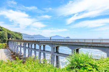 初夏の惣郷川橋梁　山口県阿武郡　Sogogawa Bridge in early summer. Yamaguchi Pref,...