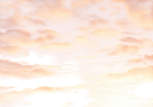 A beautiful sunset sky with soft pink and orange clouds, isolated on transparent background