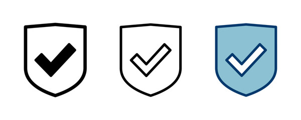 Shield check mark icon vector isolated on white background. Protection approve sign. Safe icon vector