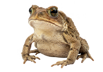 Closeup of a brown toad isolated on transparent background