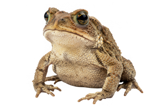 Closeup of a brown toad isolated on transparent background