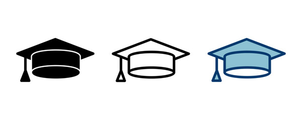 Education icon vector isolated on white background. Graduation cap icon. Graduate. Students cap