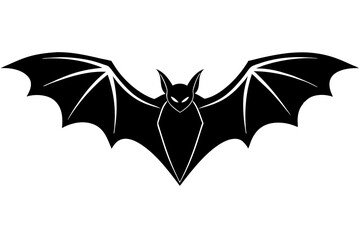 Black bat with outstretched wings and glowing eyes vector graphic white background animal