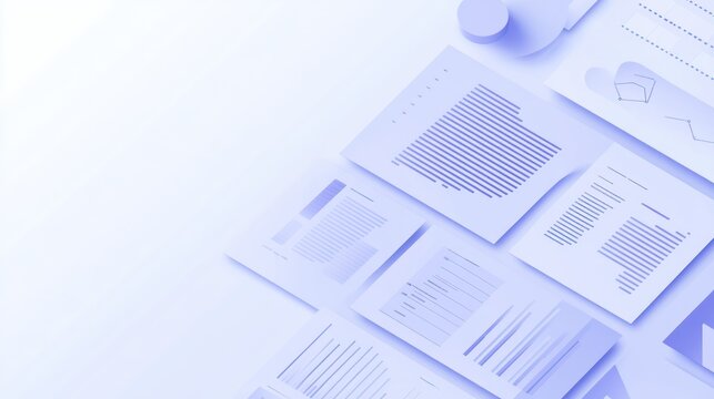 Abstract presentation documents, light purple background.  Possible use for business presentation design - Powered by Adobe