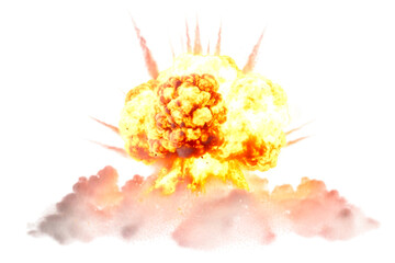 Bright fiery explosion with shockwave, smoke, and glowing energy in high detail – PNG Transparent Background