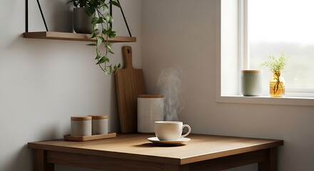 Cozy Kitchen Corner Warm Morning Coffee and Minimalist Decor