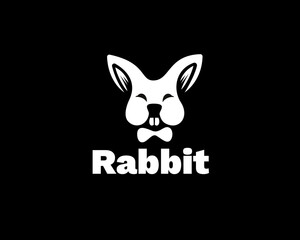 cute head rabbit with tie logo icon symbol design template illustration inspiration