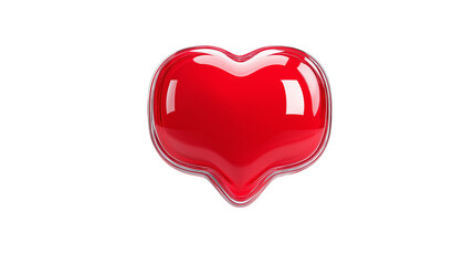 Fototapeta premium 3D social media heart notification bubble, floating style, glossy red, transparent background, PNG
