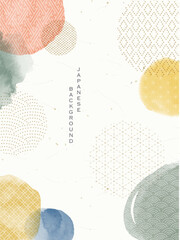 水彩と和柄の背景デザイン