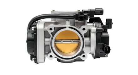 Detailed image of a modern car throttle body, essential for engine performance.