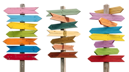 Colorful Directional Road Signposts