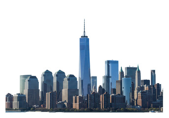 A stunning view of the new york city skyline, featuring iconic skyscrapers, isolated on transparent background