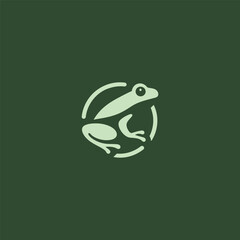 Frog silhouette logo in clean and simple design style.