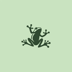 Frog silhouette logo in clean and simple design style.