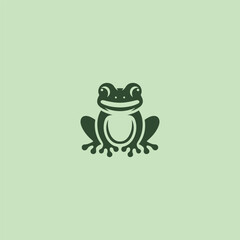 Frog silhouette logo in clean and simple design style.