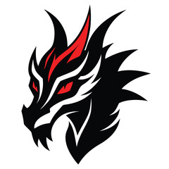 Vector graphics of tribal art abstract design face of fire dragon head on white background