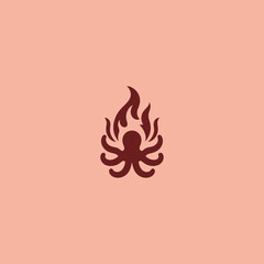 Flaming octopus logo in bold and dynamic illustration style.