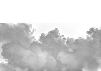 Heavy gray smoke isolated on transparent background creates a dramatic atmospheric effect
