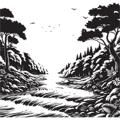 editable river vector