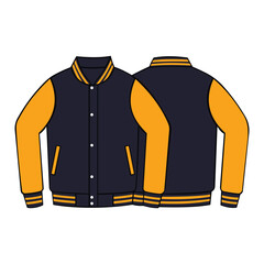 Casual varsity jacket mockup front and back view