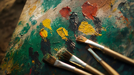 paint brushes and palette