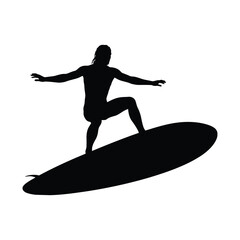 Black Surfer Silhouette: Dynamic Ocean Wave Rider Art

