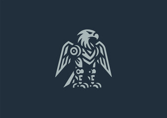Robot eagle logo for tech, futuristic, or powerful brand identity.