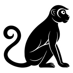 Obraz premium Stylized black silhouette of a monkey sitting with a curled tail