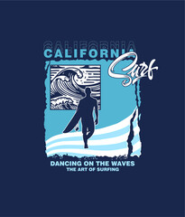 California surfing t shirt design vector illustration 