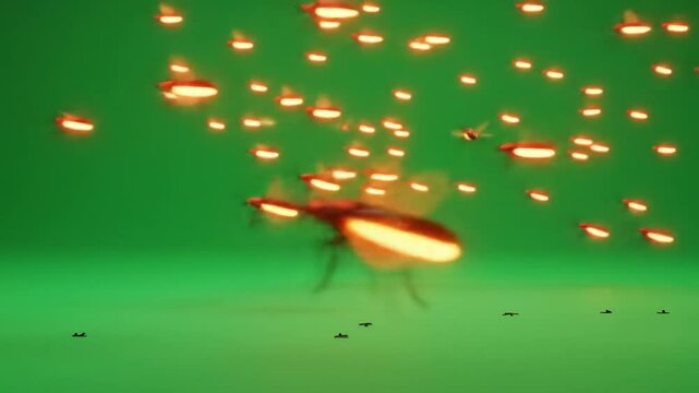 Animated glowing fireflies background