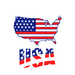 USA Map and Text with Flag Design