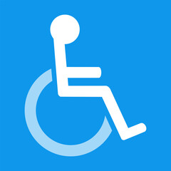 Vector icon of the international accessibility symbol featuring a white wheelchair figure on a blue background