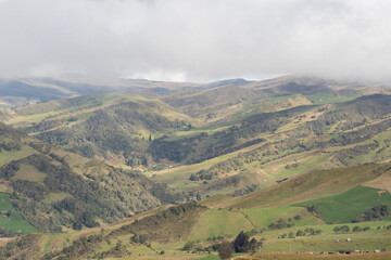 andean colombian countryside mountains in colombia with clouds