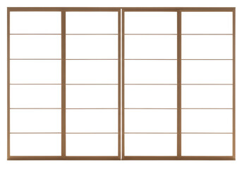 Wooden window frame isolated on transparent background for architectural renderings.